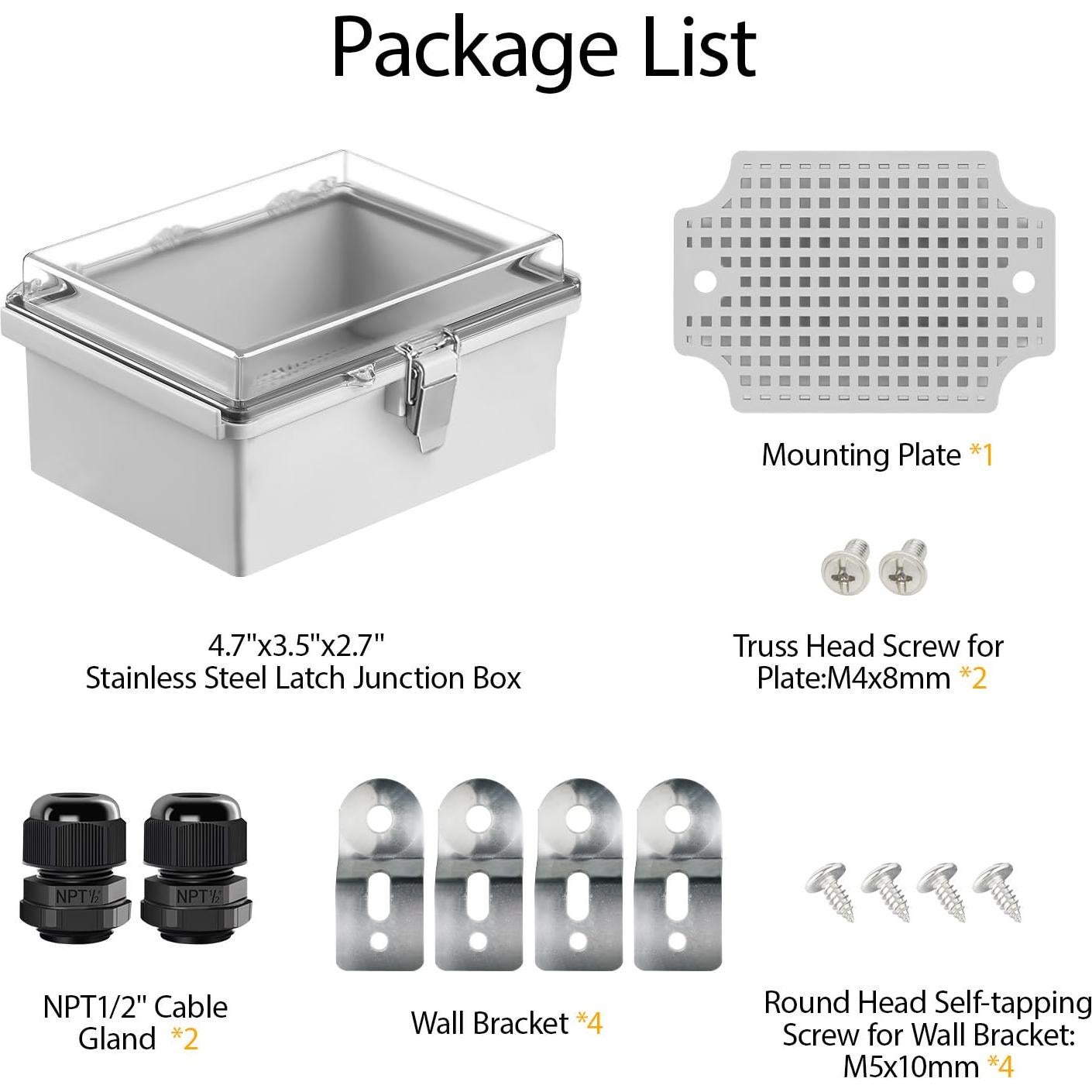 Caja Eléctrica LeMotech IP67 Tapa Transparente 11.94x8.89cm