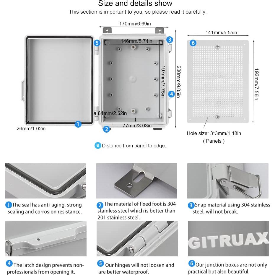 Caja de Conexiones Eléctricas Impermeable GITRUAX 22.1x17x11.2cm