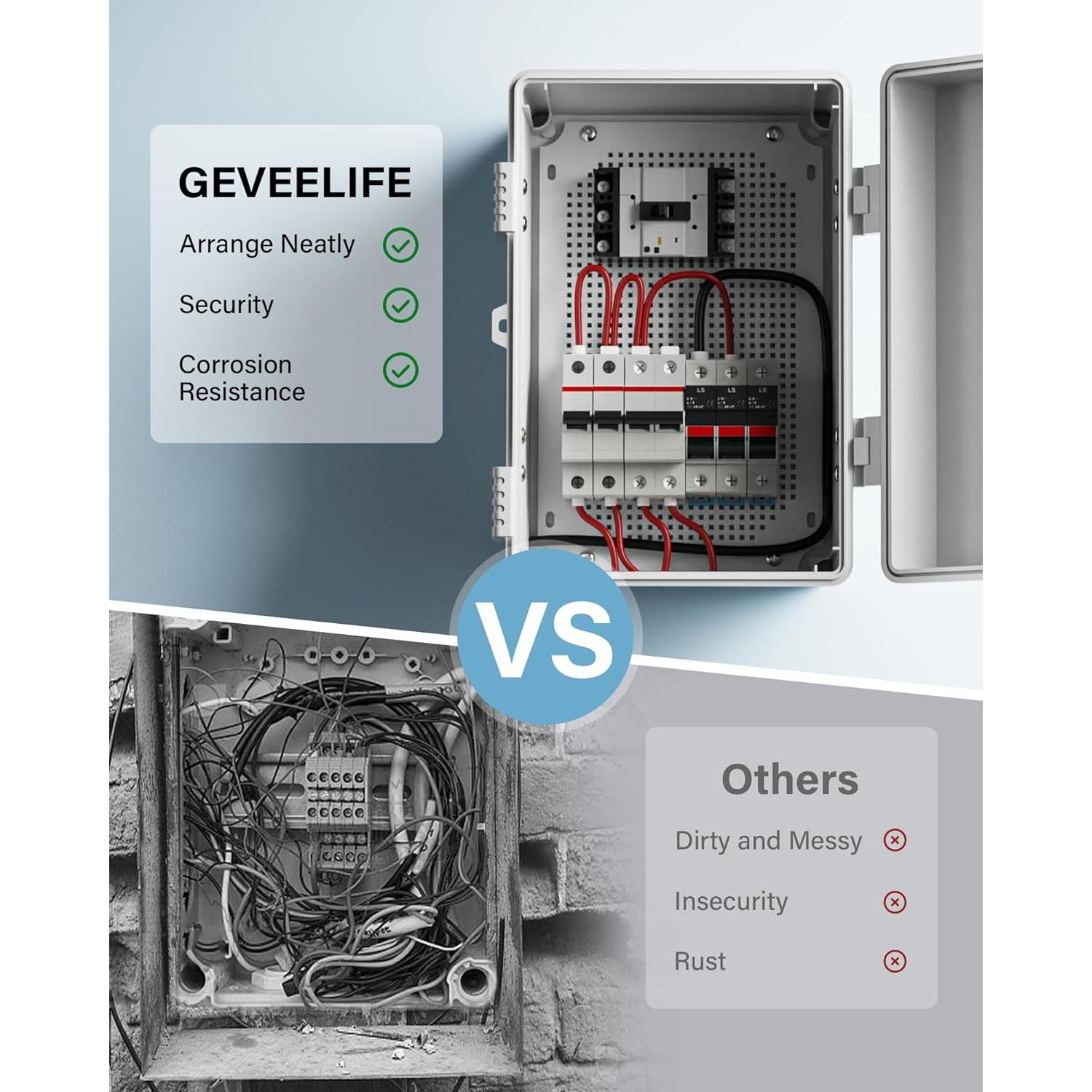 Caja de Conexiones Impermeable GEVEELIFE 22.1x17x10.9cm IP67