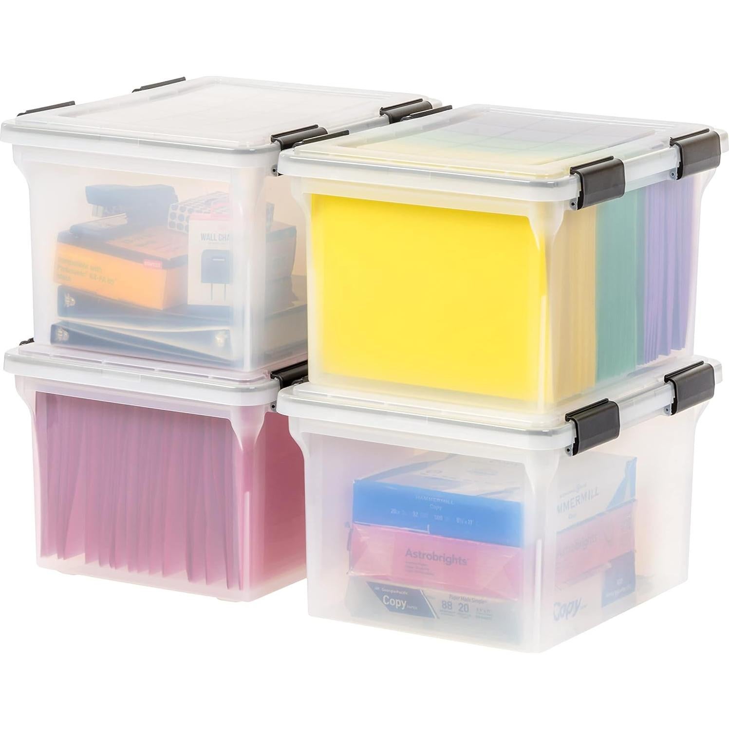 Caja de Archivos IRIS USA WeatherPro 32 Qt 4 Pack Transparente