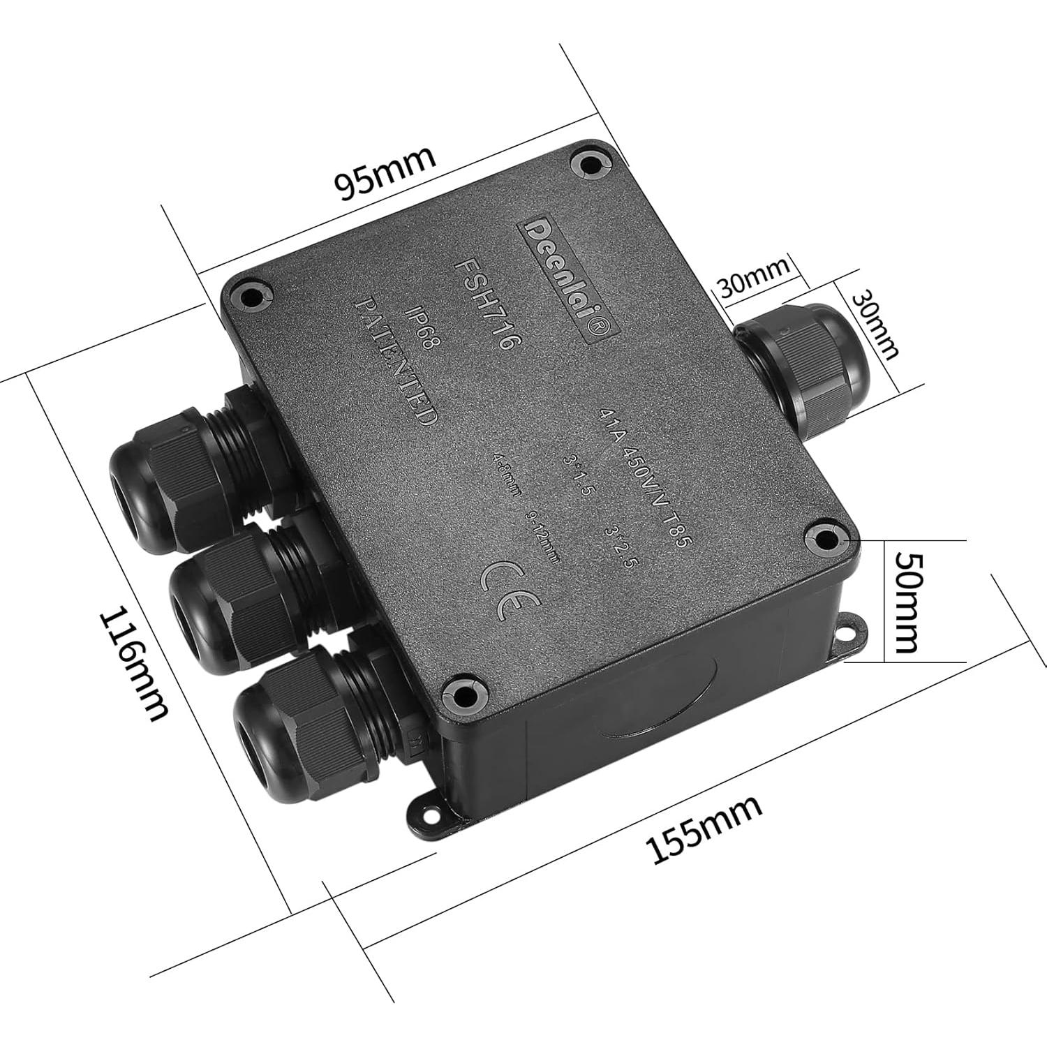 Caja de Conexiones Eléctrica IP68 4 Vías Qiwuhai 4-12mm