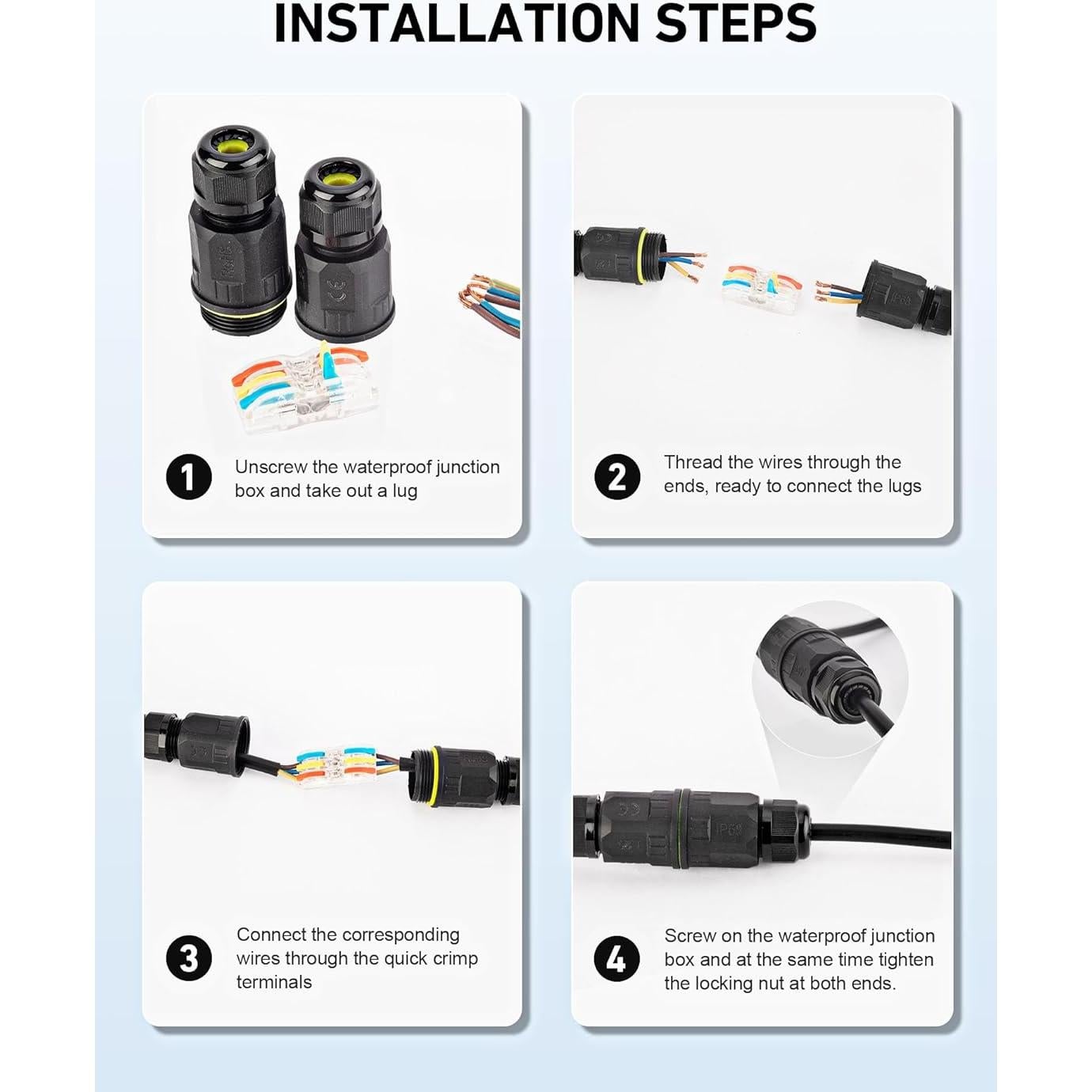 Paquete de 3 Cajas de Conexión SARDVISA IP68 4-10mm