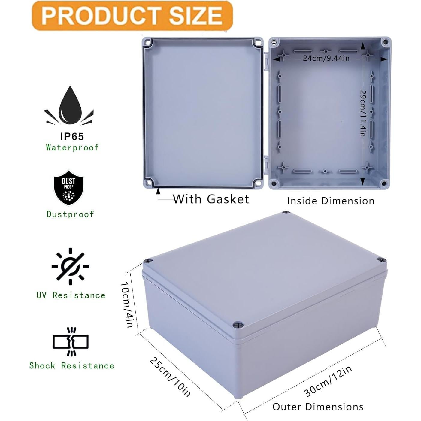 Caja de Conexiones IP65 Anpugaolao 30x25x10 cm Impermeable