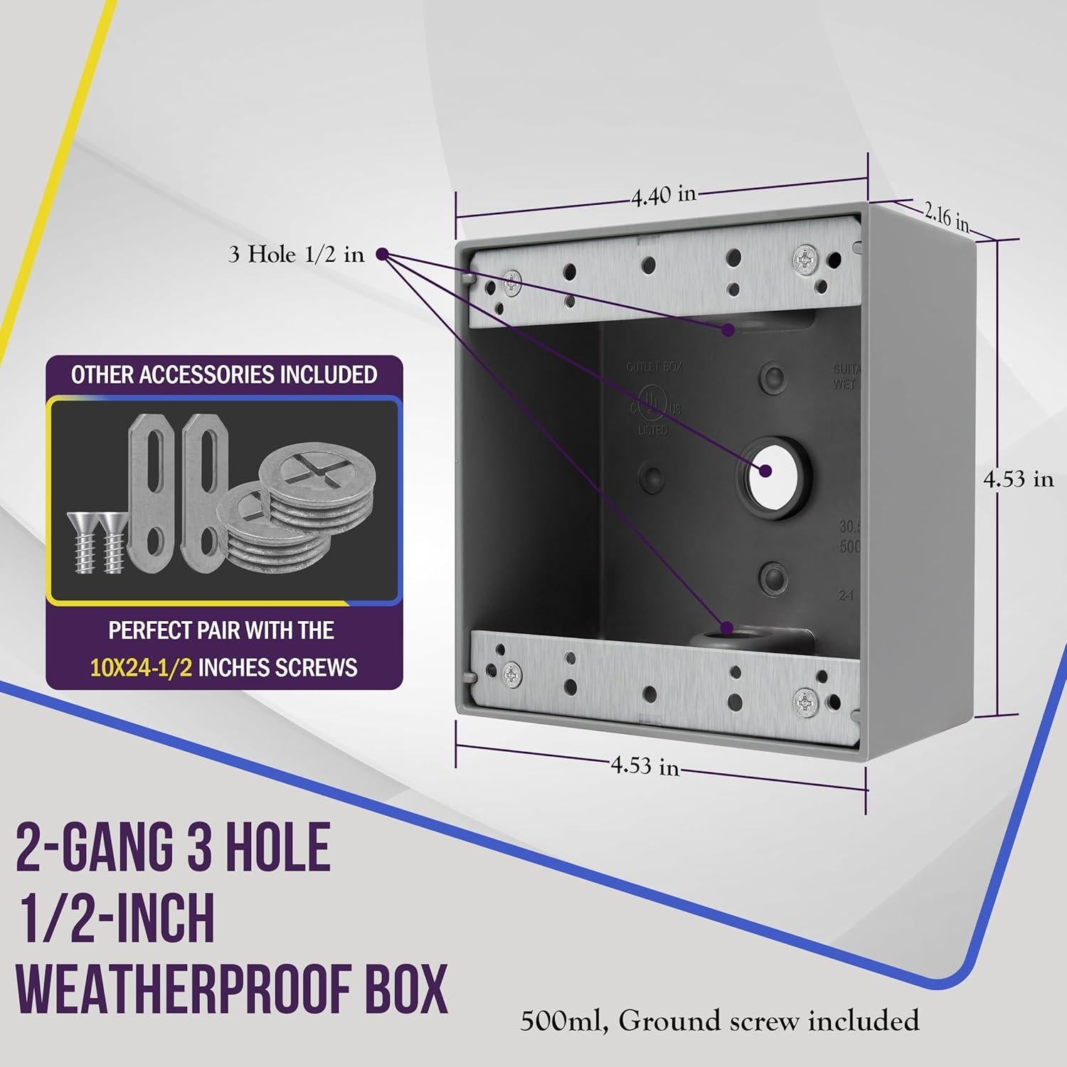 Caja de salida exterior ENERLITES 3 agujeros 1.27 cm Gris
