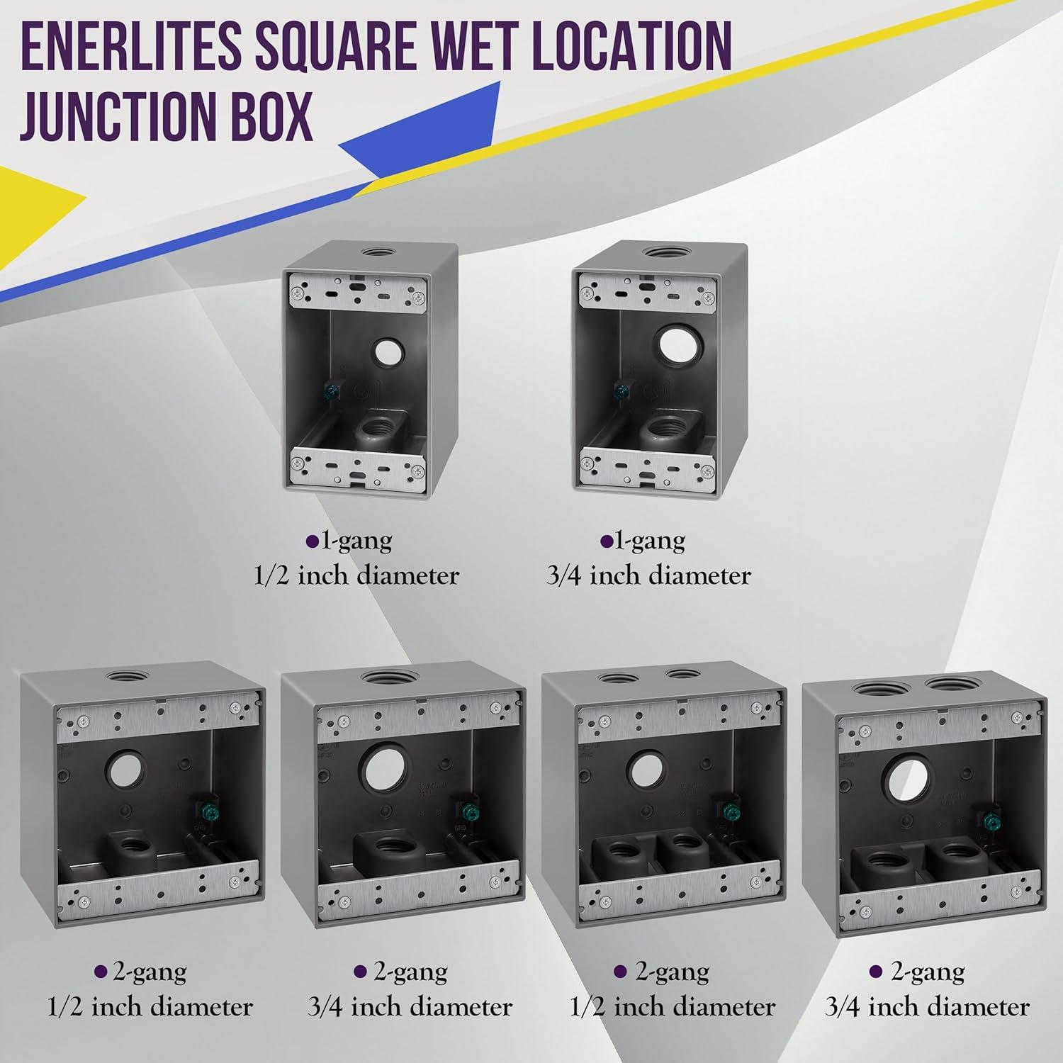 Caja de salida exterior ENERLITES 3 agujeros 1.27 cm Gris