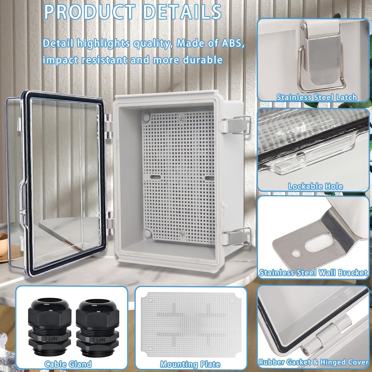 Caja de Conexiones Zulkit IP67 220x170x110mm Tapa Transparente