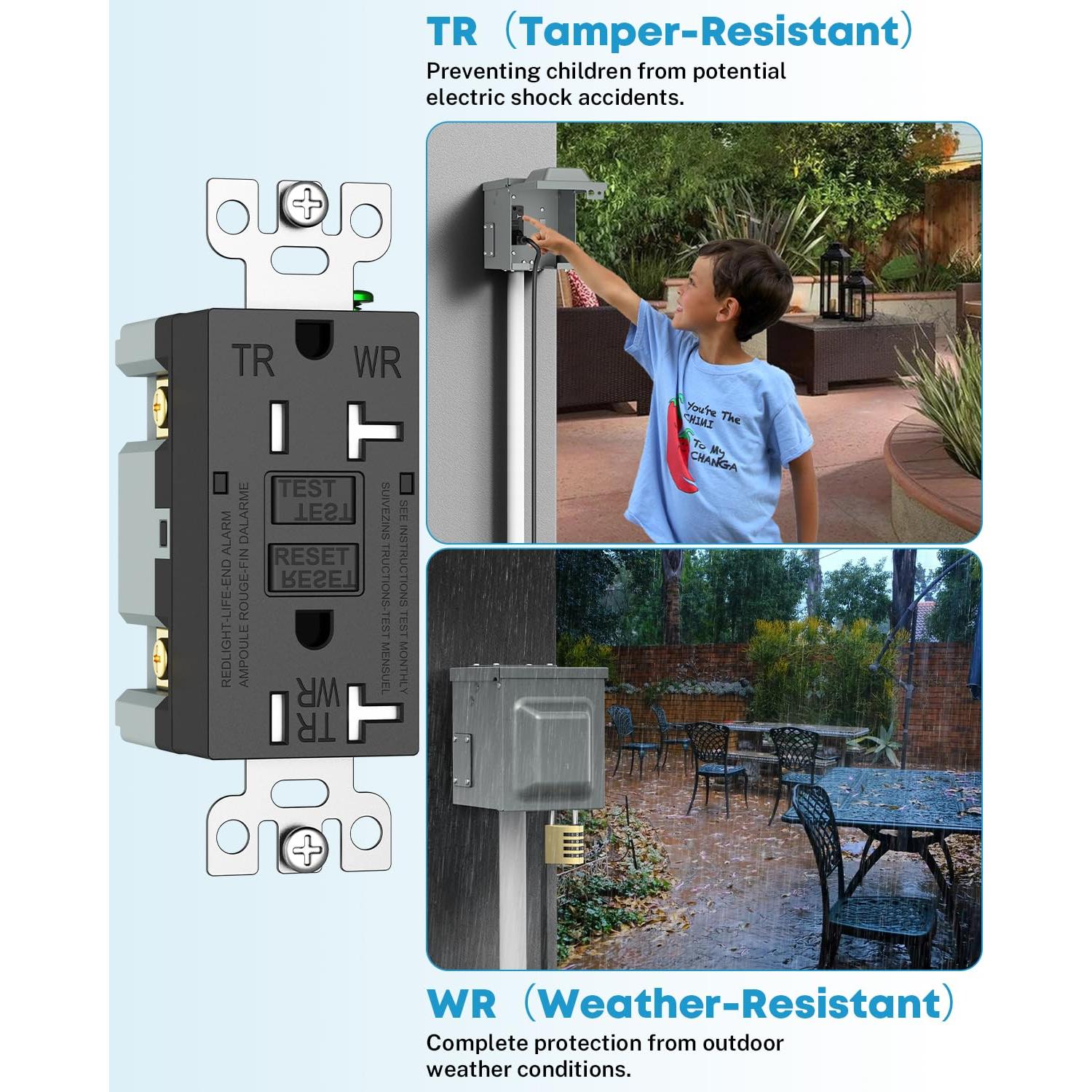 Caja Eléctrica Exterior Impermeable Kohree 20A GFCI