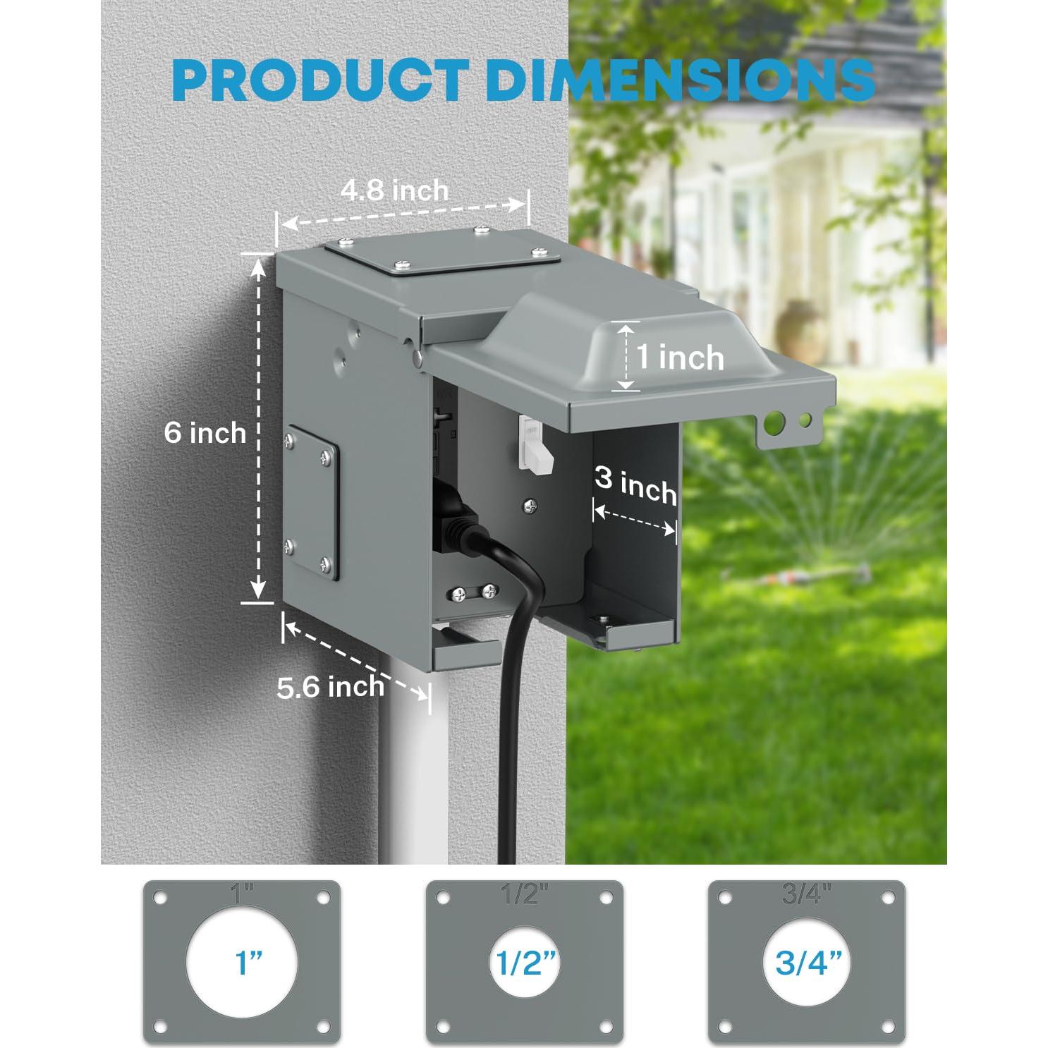 Caja Eléctrica Exterior Impermeable Kohree 20A GFCI