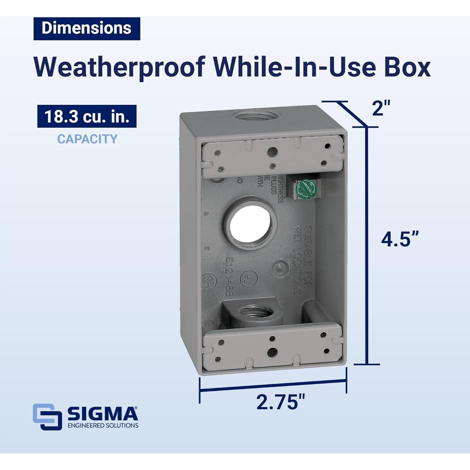 Caja de Salida Eléctrica Metálica Sigma 14250 Gris 1 Gang