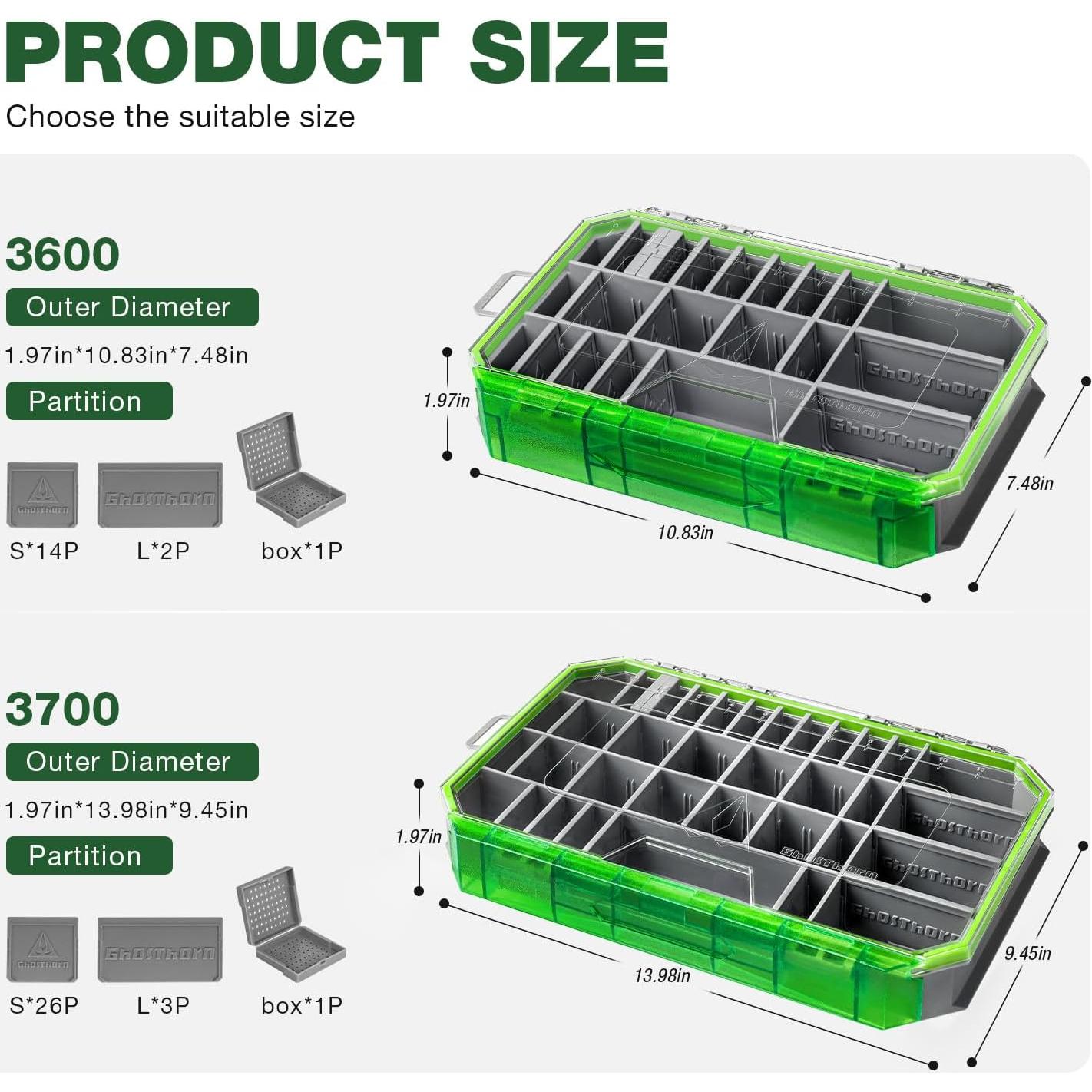 Caja de aparejos Ghosthorn 3700 impermeable con divisores