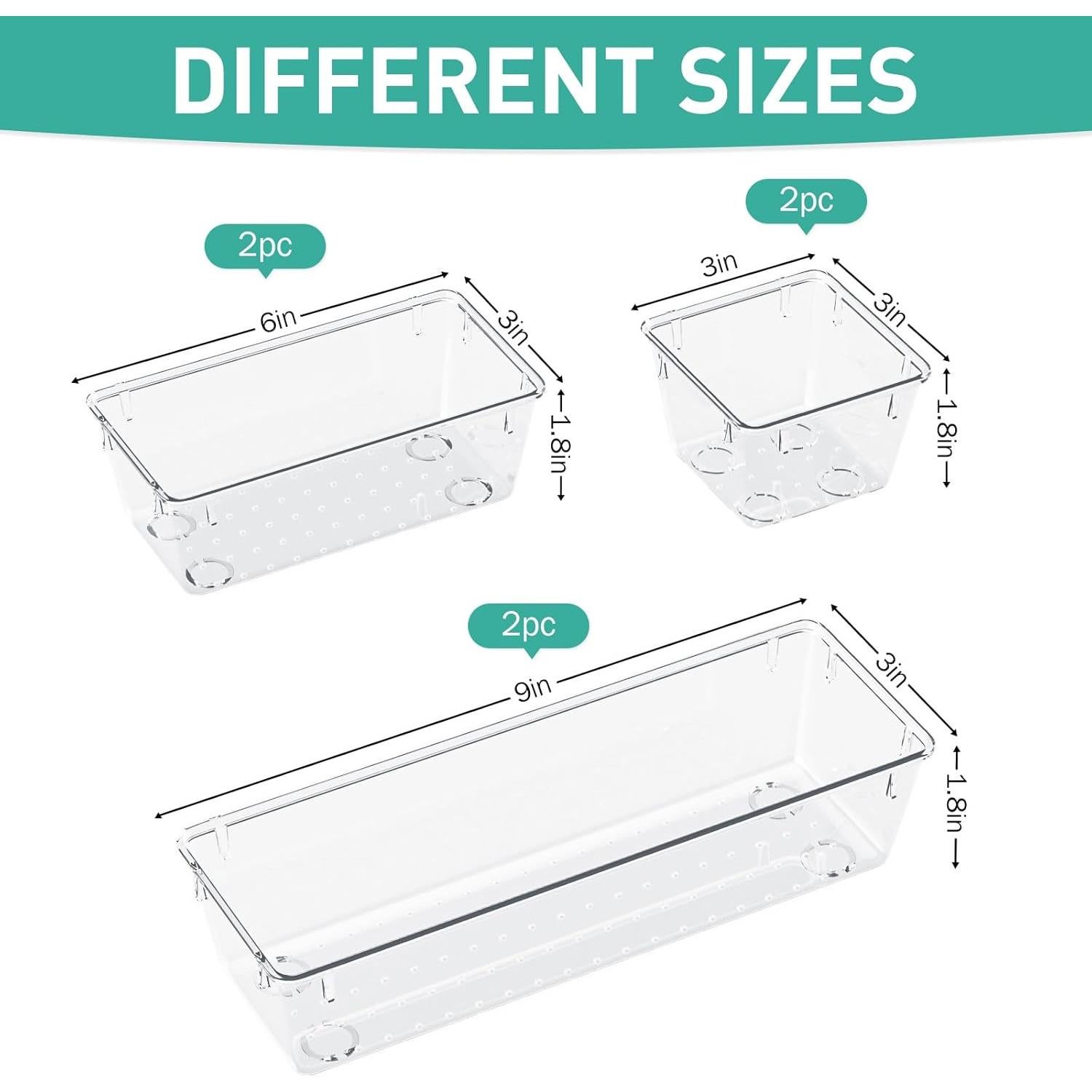 Organizadores de Cajón WOWBOX 6 Piezas Acrílico Transparente