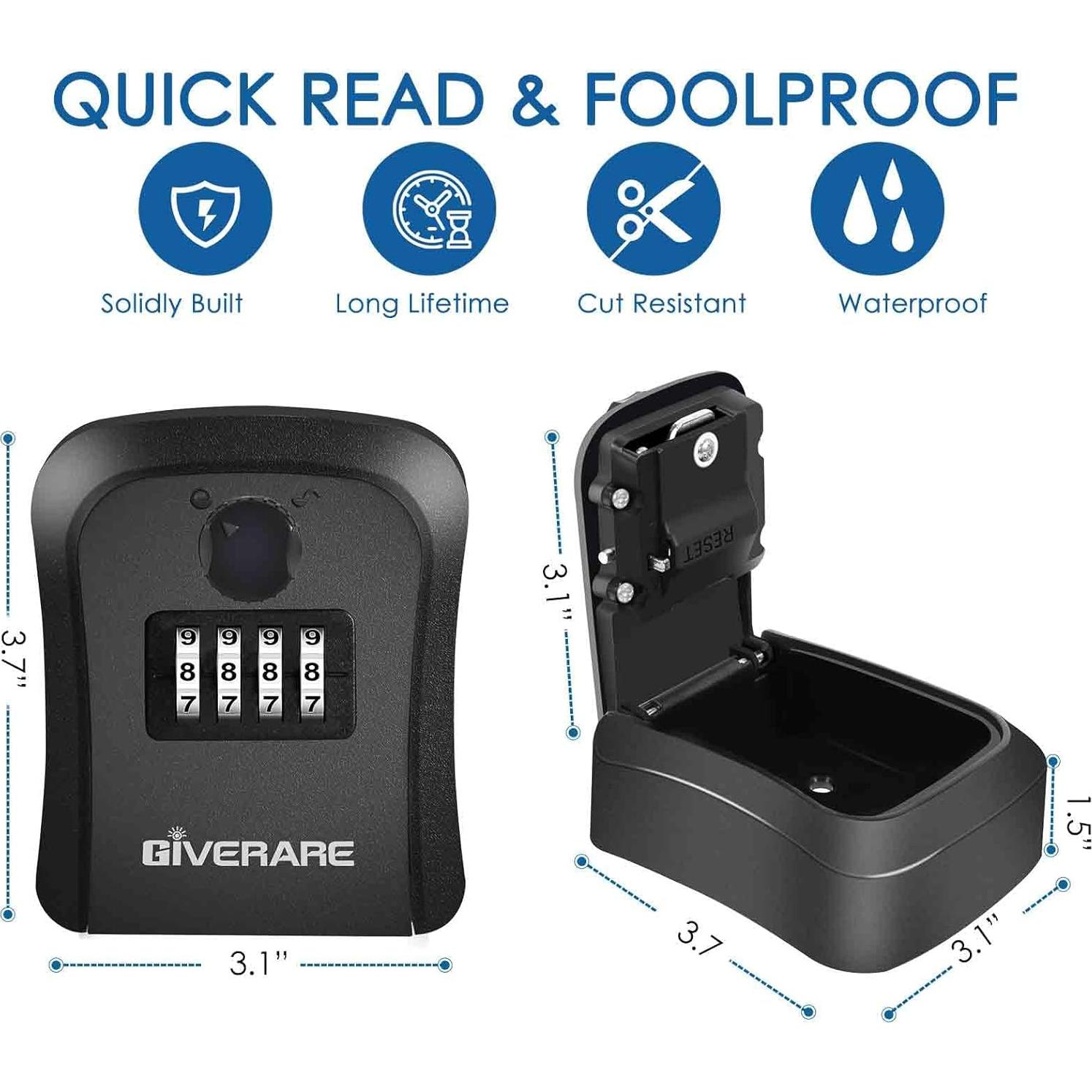 Caja de Seguridad GIVERARE 4 Dígitos Montaje en Pared Negra