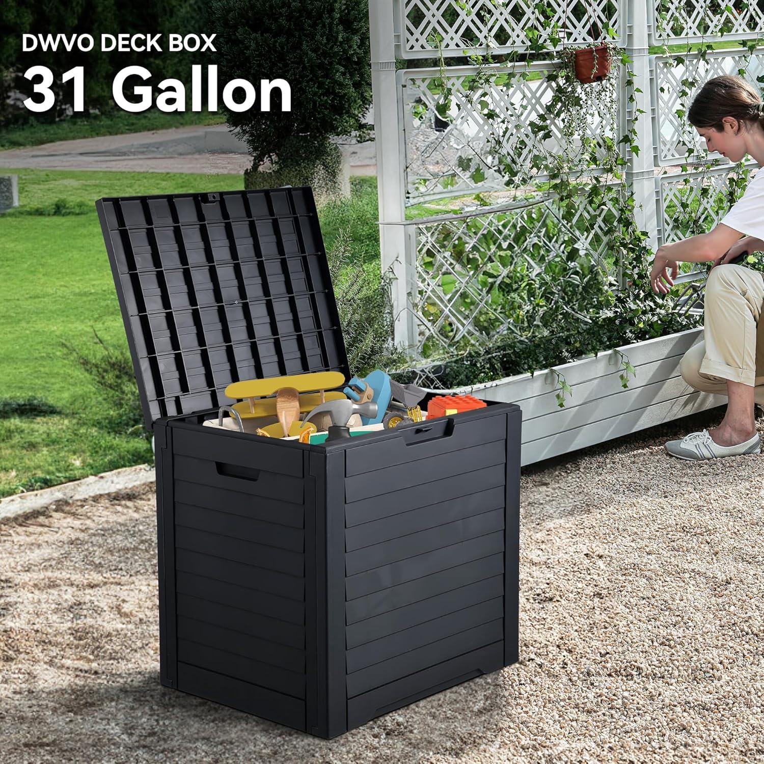 Caja de Almacenamiento Exterior DWVO 132 Litros Negra Resistente