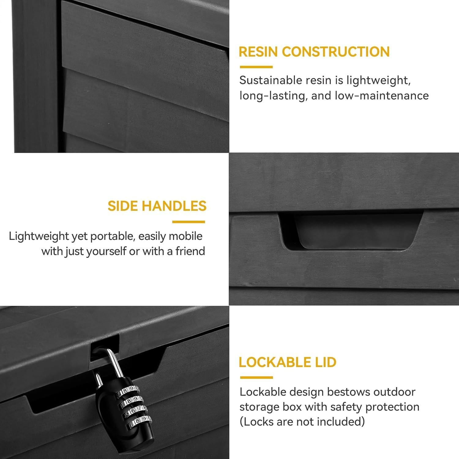 Caja de Almacenamiento Exterior DWVO 132 Litros Negra Resistente