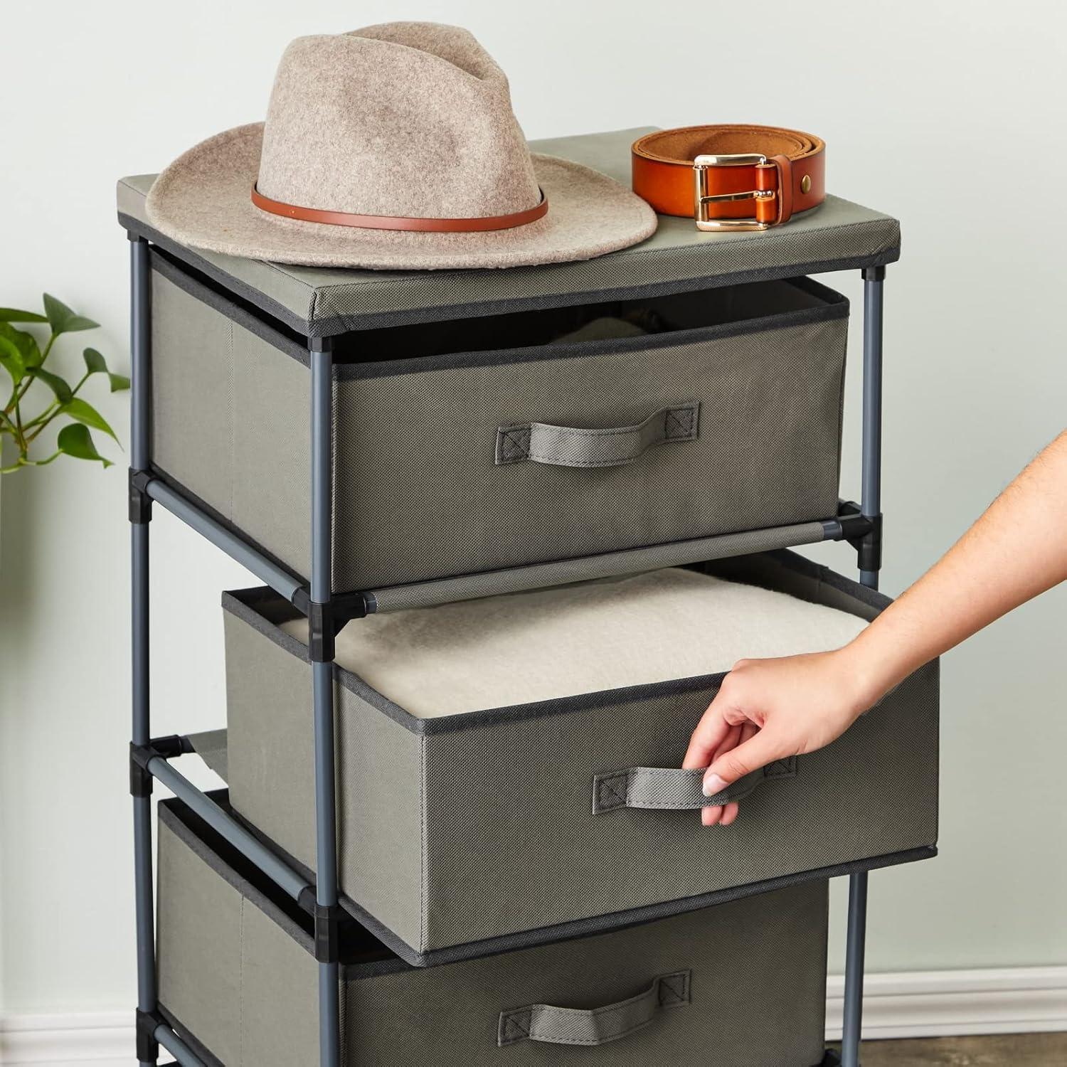 Organizador de Armario Juvale 4 Cajones Tela Gris Claro