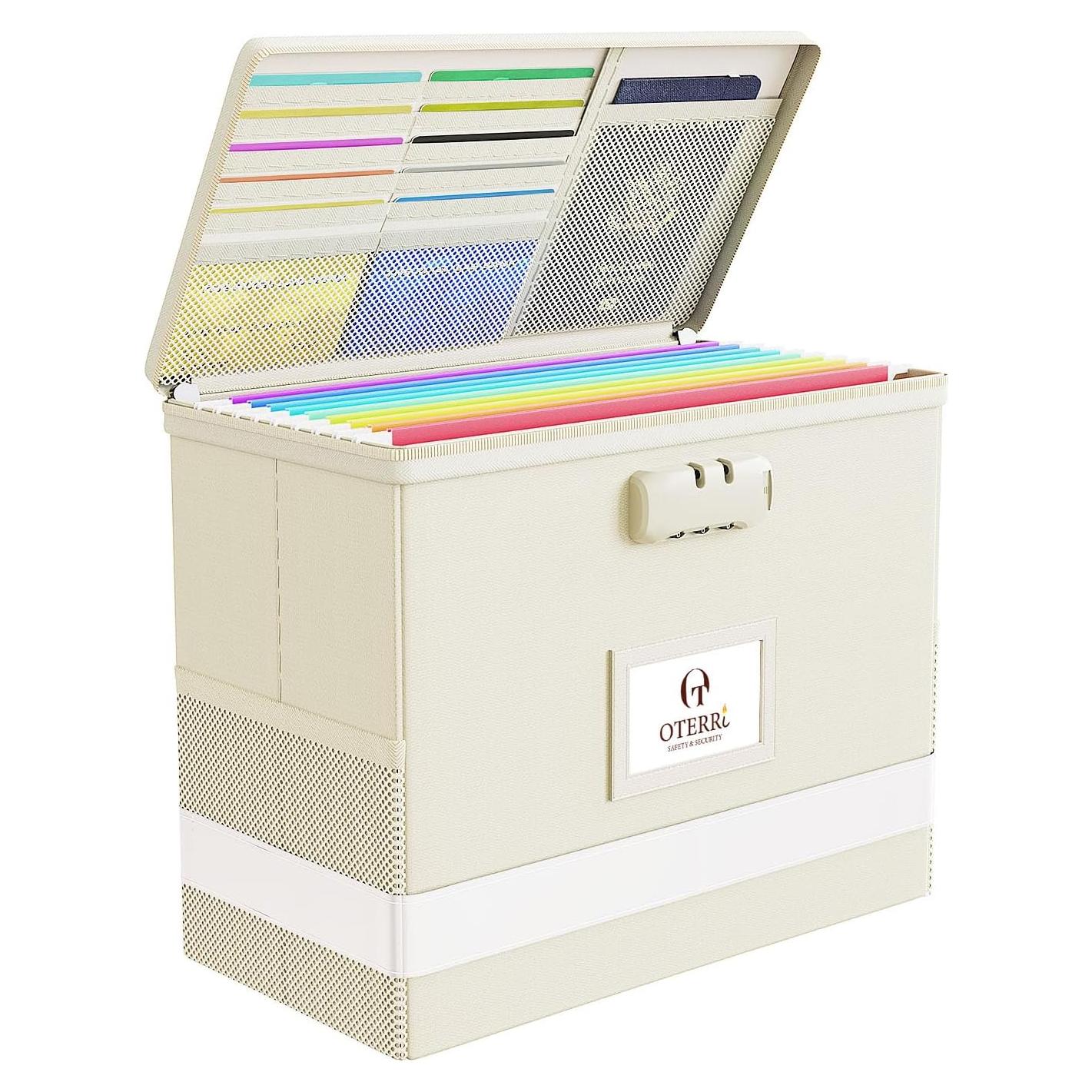 Caja de Documentos a Prueba de Fuego Oterri Beige 1 Pack
