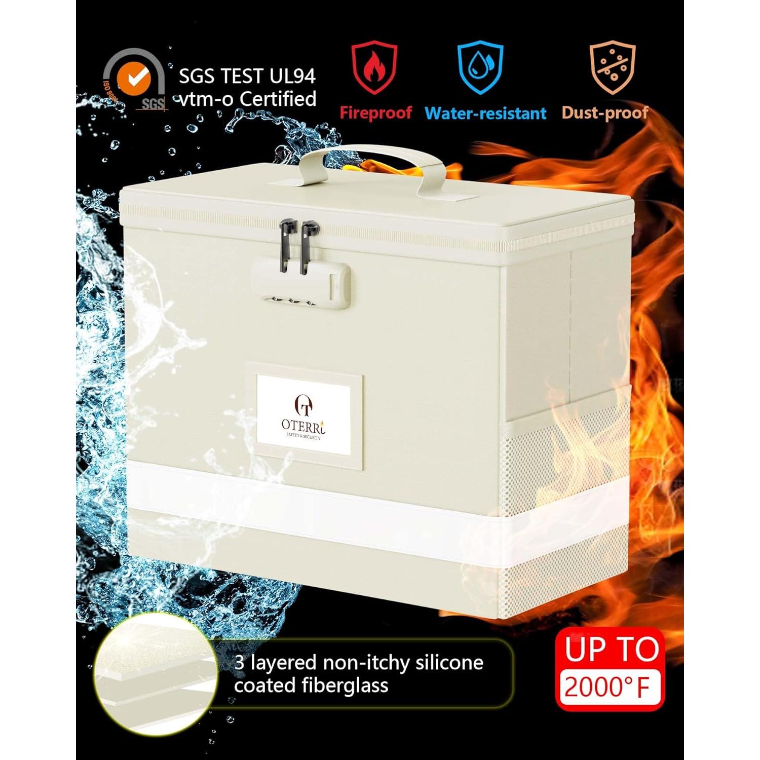 Caja de Documentos a Prueba de Fuego Oterri Beige 1 Pack