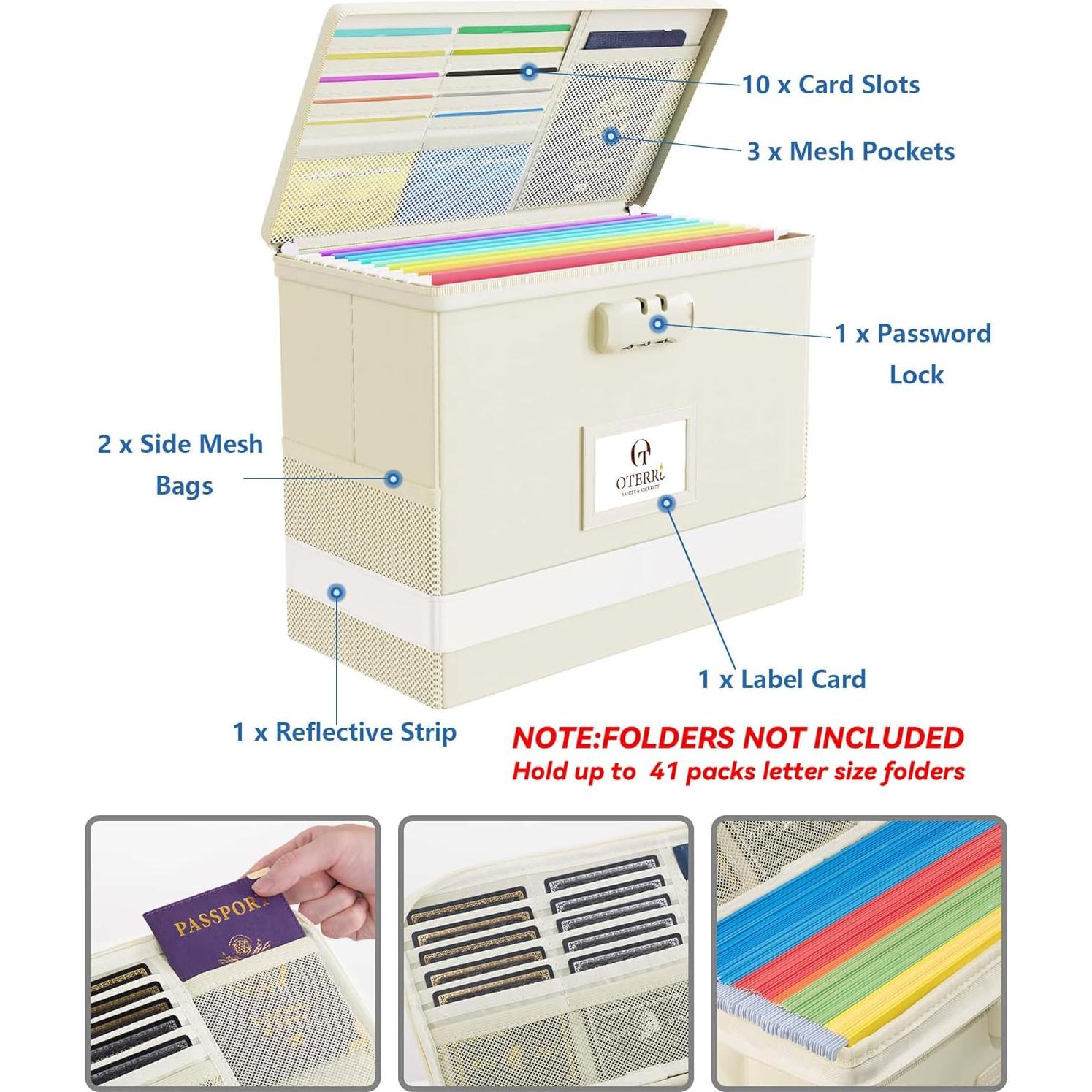 Caja de Documentos a Prueba de Fuego Oterri Beige 1 Pack