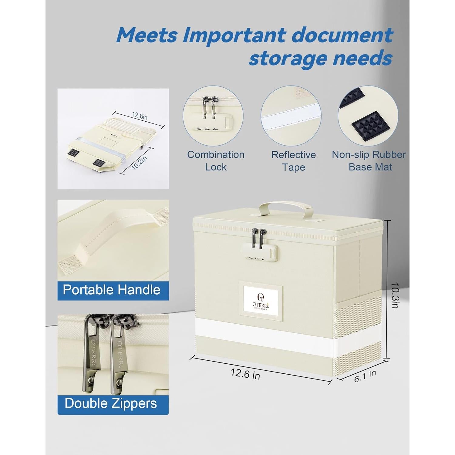 Caja de Documentos a Prueba de Fuego Oterri Beige 1 Pack