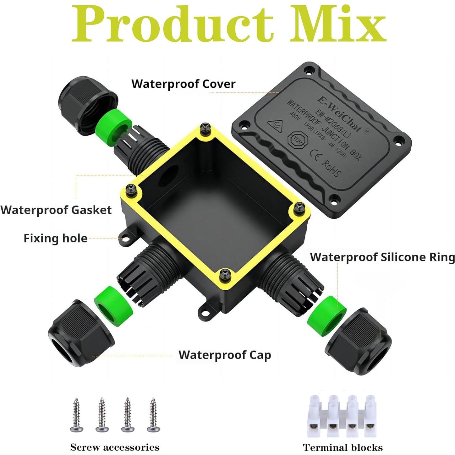 Caja de Conexiones Impermeable KLJ 3 Vías T IP68 5-12mm