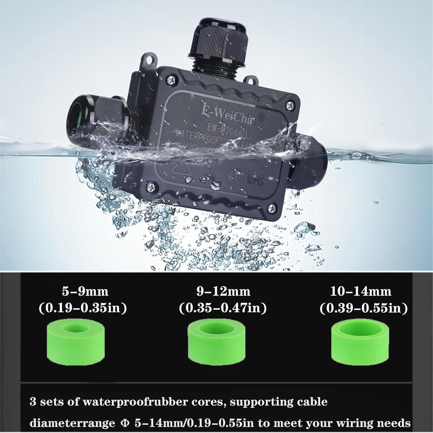 Caja de Conexiones Impermeable KLJ 3 Vías T IP68 5-12mm