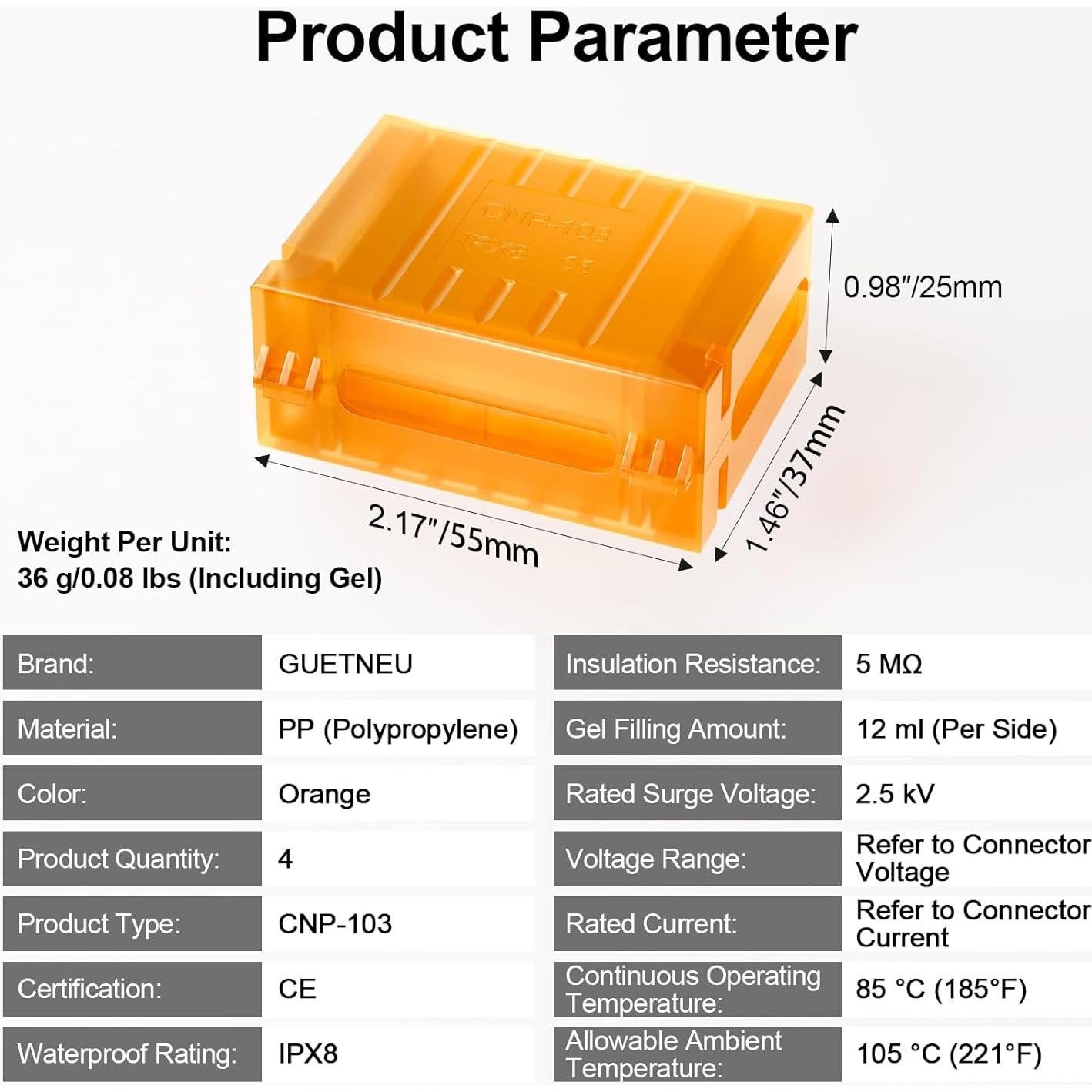 4 Piezas Cajas de Gel Impermeables New.Sunny IPX8