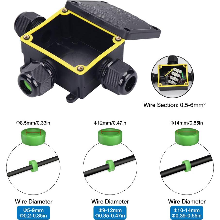 Caja de Conexiones Impermeable QIANZHIYUAN IP68 3 Vías