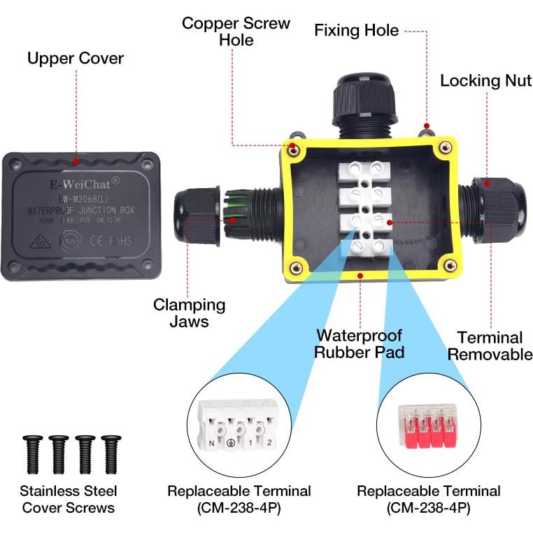 Caja de Conexiones Impermeable QIANZHIYUAN IP68 3 Vías