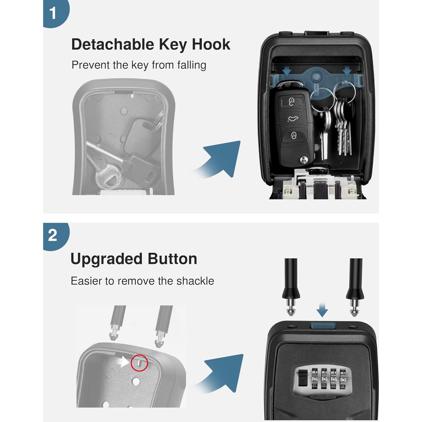 Caja de Llave Grande Puroma Negra con Combinación 4 Dígitos