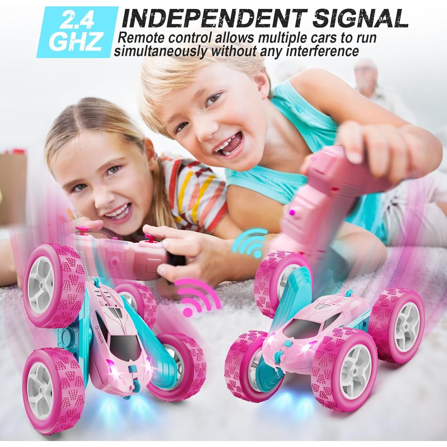 Coche RC QUNREDA Rosa Acrobacias 360° Control Remoto