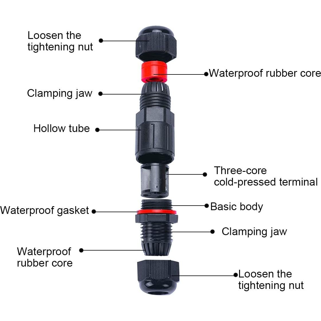 Caja de Conexiones Eléctricas IP68 2Pcs 3 Pines 5.9-8.5mm