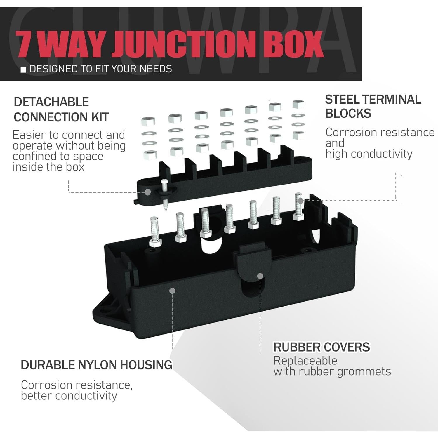 Caja de Conexiones de Remolque 7 Pines GLUWPA Impermeable