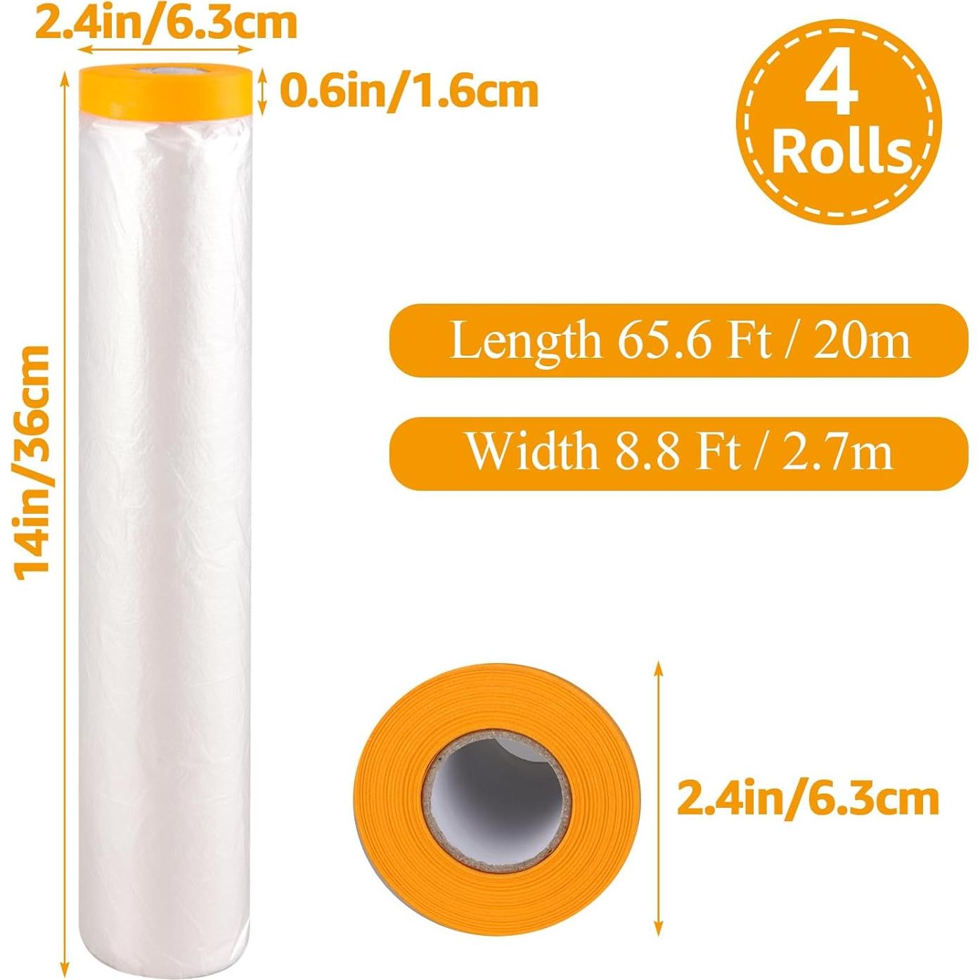 4 Rollos Cubierta Plástica Pre-Cinta 2,68m x 19,81m LOYORTY