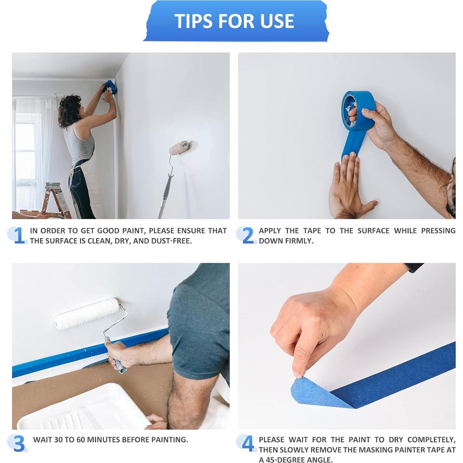 10 Rollos de Cinta de Pintor Azul 5 cm x 50 m SEBETOW