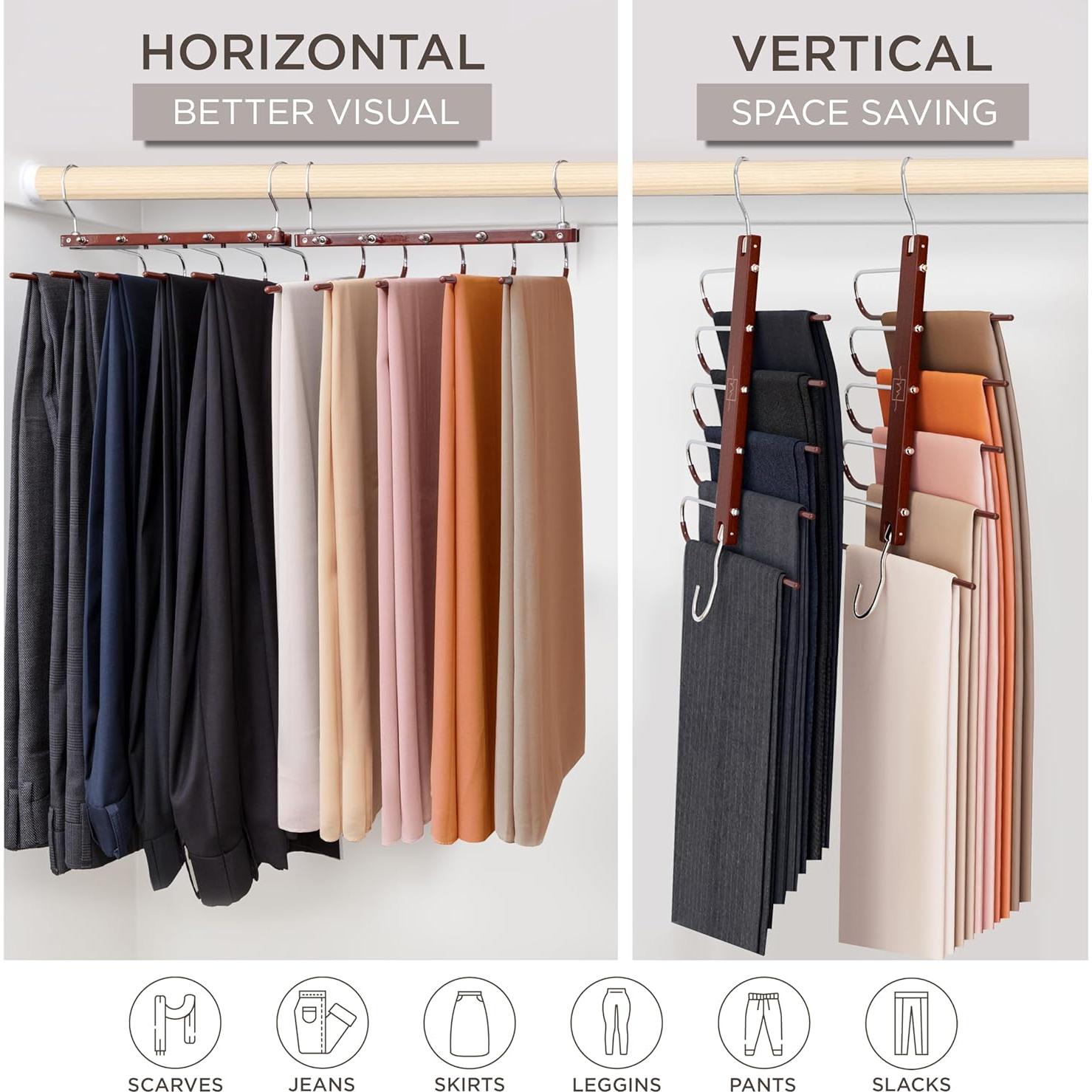 Perchas MORALVE de Madera para Pantalones - Paquete de 2