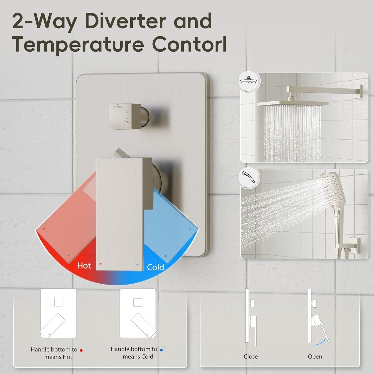 Sistema de Ducha Gabrylly con Cabezal de Lluvia 10" Níquel