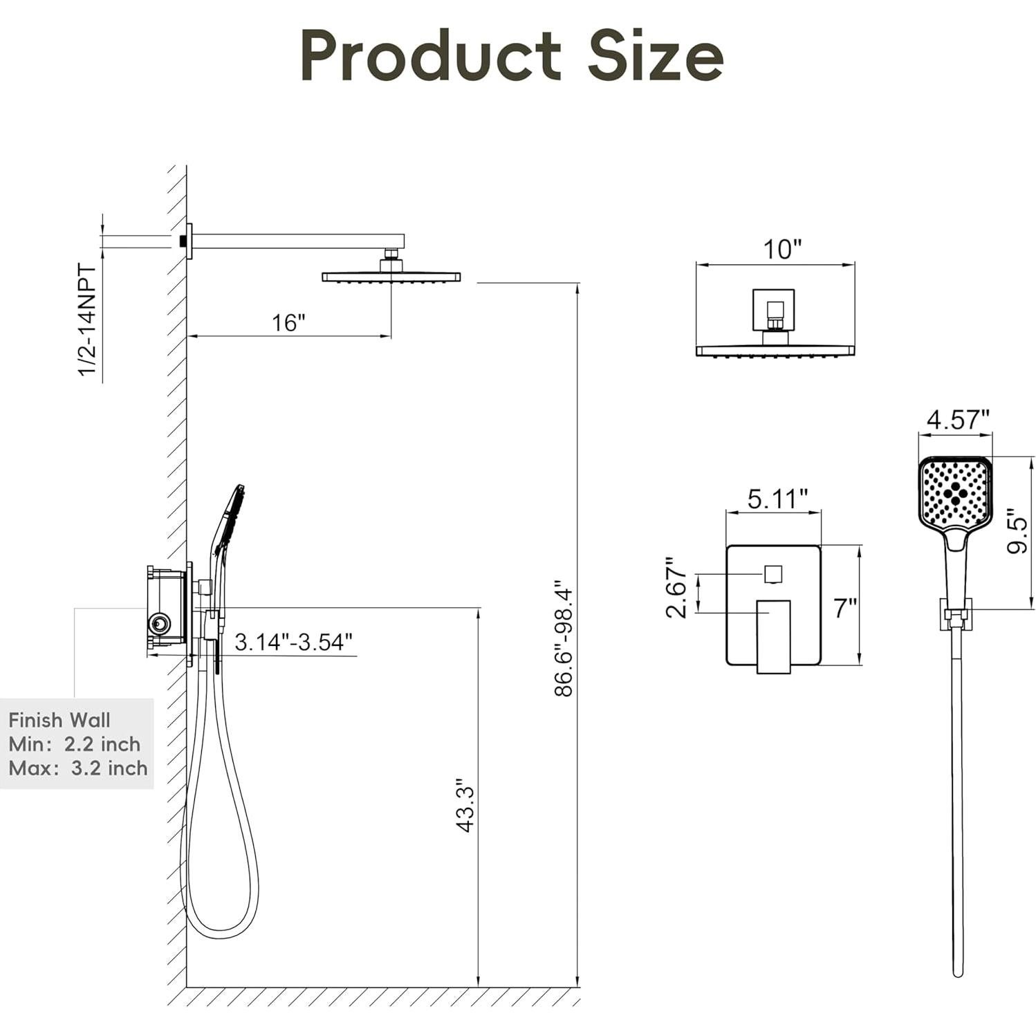 Sistema de Ducha Gabrylly con Cabezal de Lluvia 10" Níquel