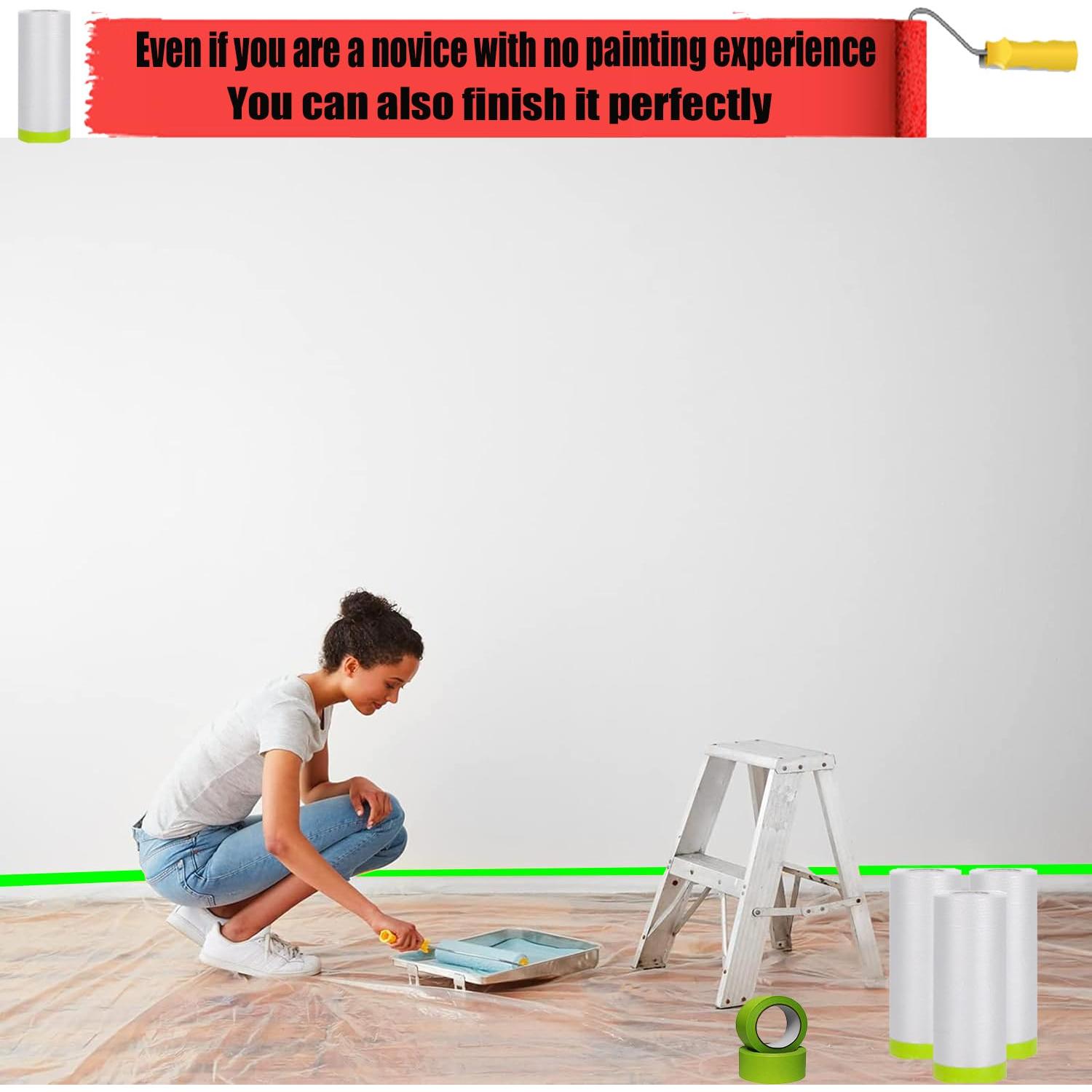 Cinta de Pintor y Cubierta YUNXIHUI 6 Rollos 139,7cm x 19,81m