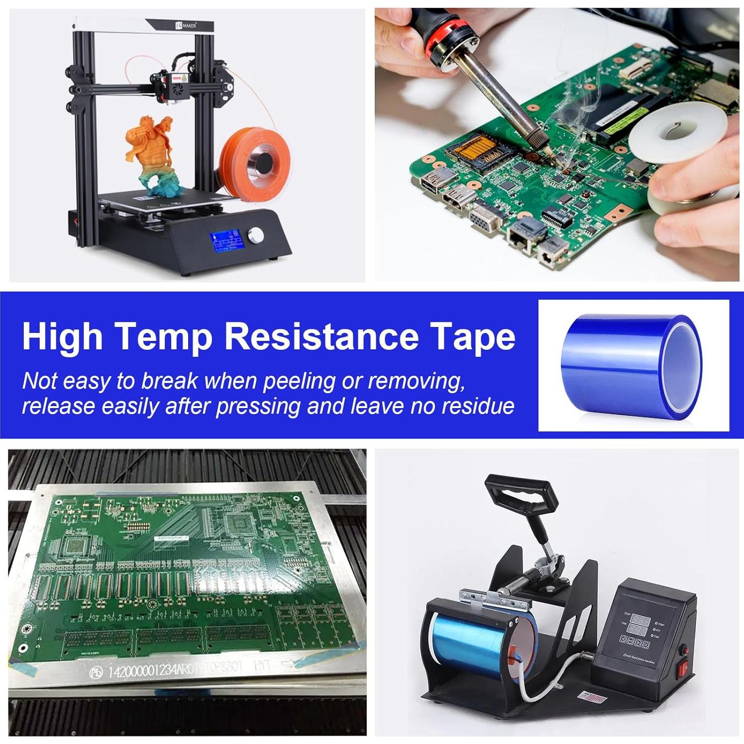 Cinta de Alta Temperatura BOMEI PACK 100mm x 33m Azul