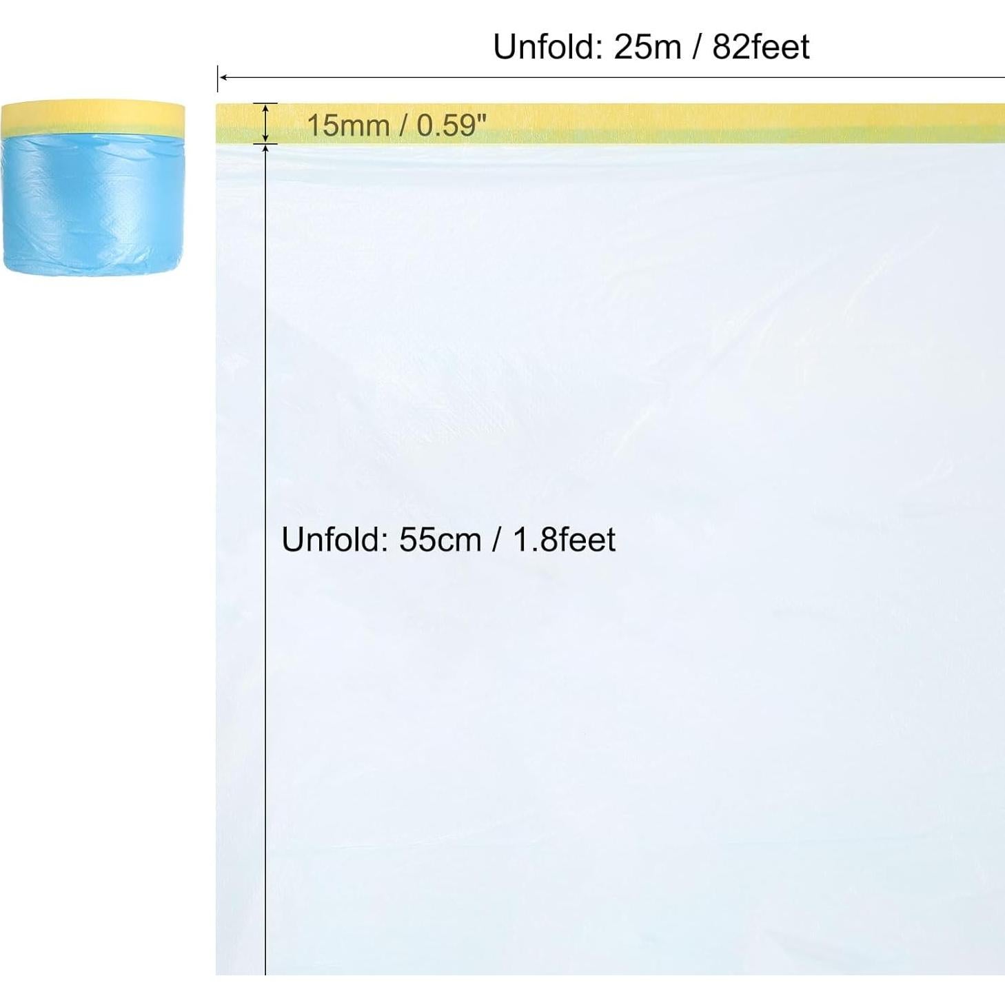 Película de Enmascarar Pre-Cinta uxcell 0.55m x 25m Azul 3Pcs