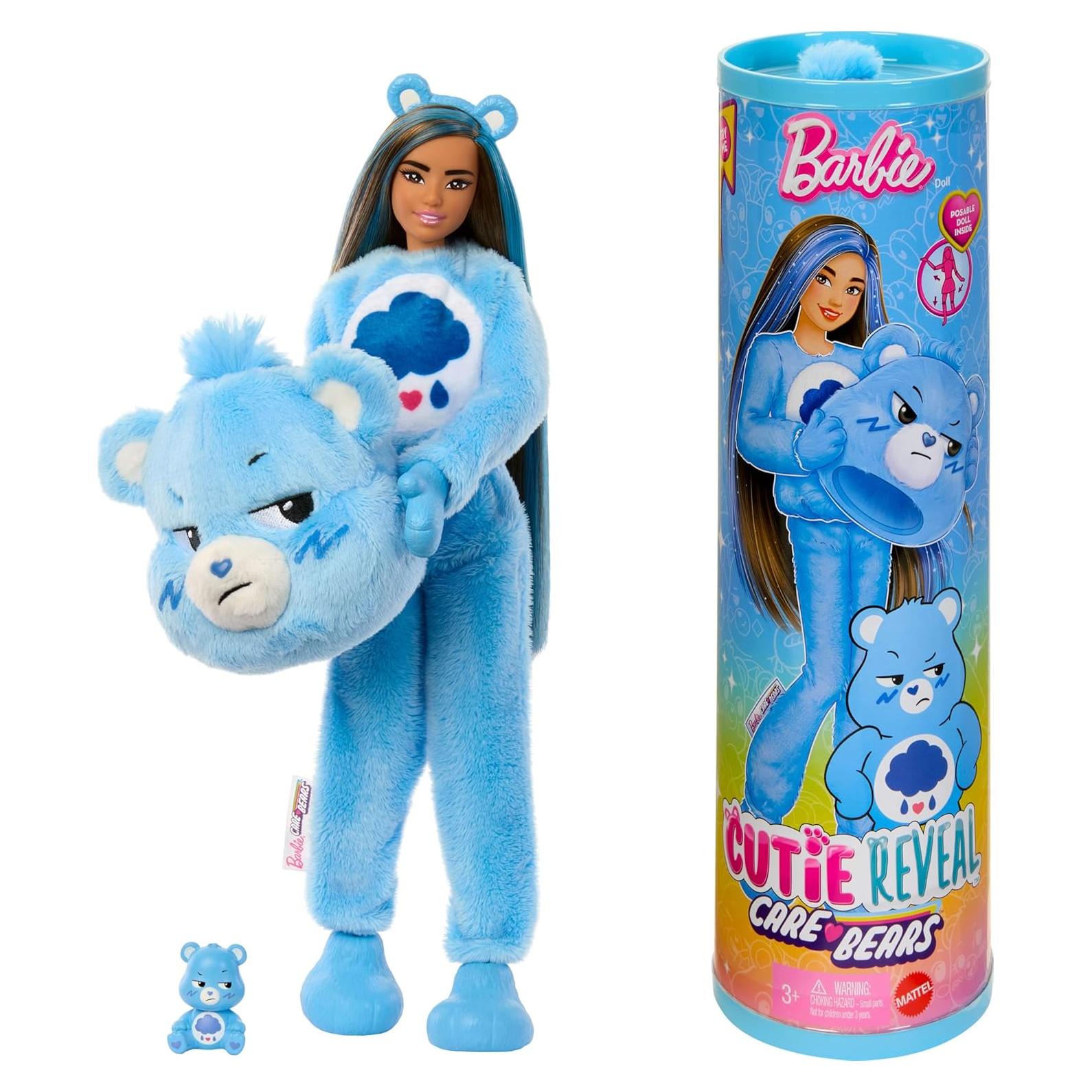 Muñeca Barbie Cutie Reveal Care Bears Grumpy Bear 10 Sorprisas