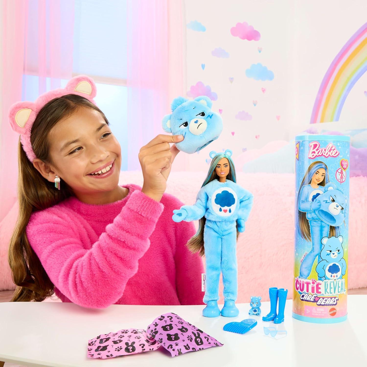 Muñeca Barbie Cutie Reveal Care Bears Grumpy Bear 10 Sorprisas