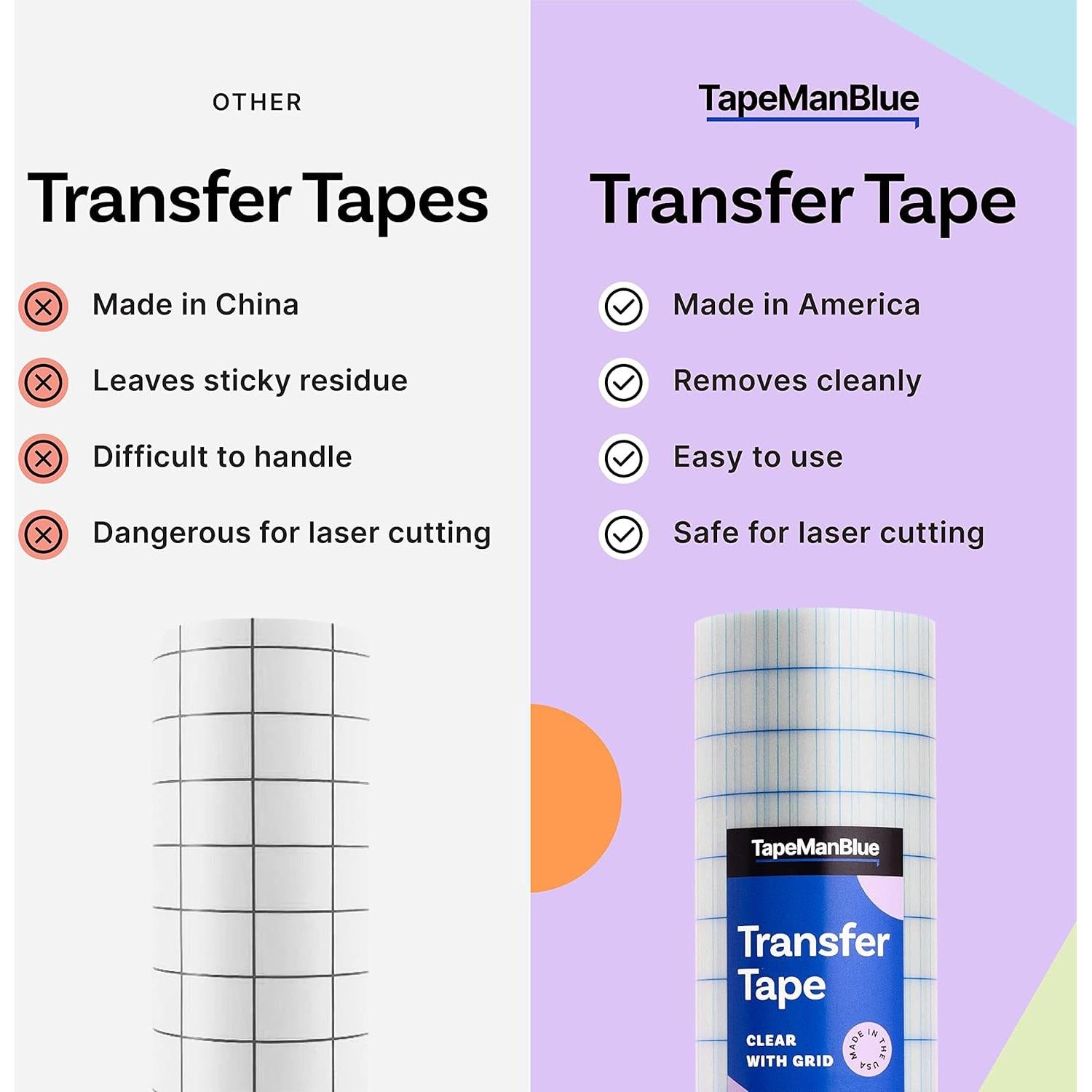Cinta de Transferencia Clear 30,48 cm x 30,48 m TapeManBlue