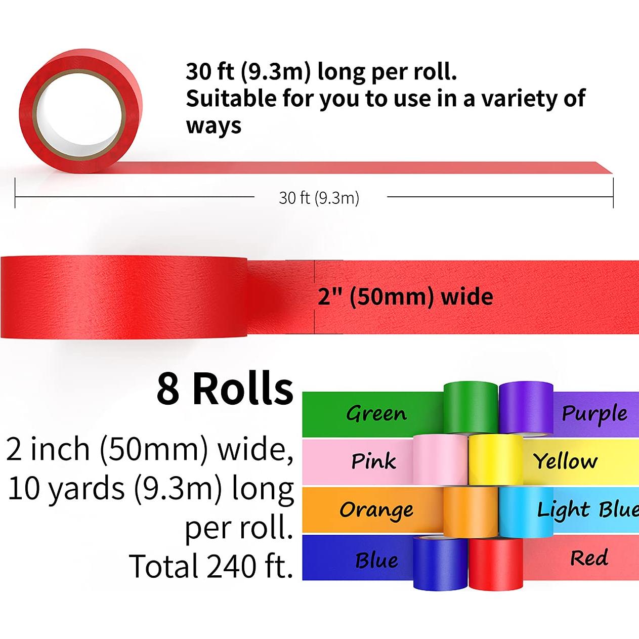 Cinta de Enmascarar Colorida CHIYUNS 8 Rollos 5,08 cm x 9,14 m