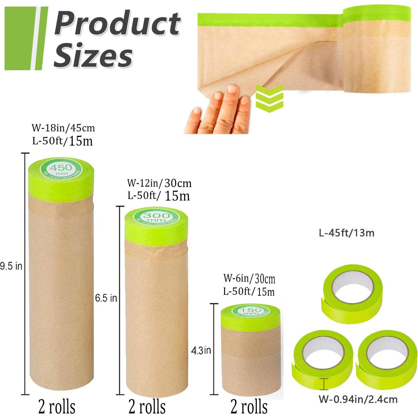 Papel de Enmascarar con Cinta Yudahgan 6 Rollos 45,72-15,24 cm