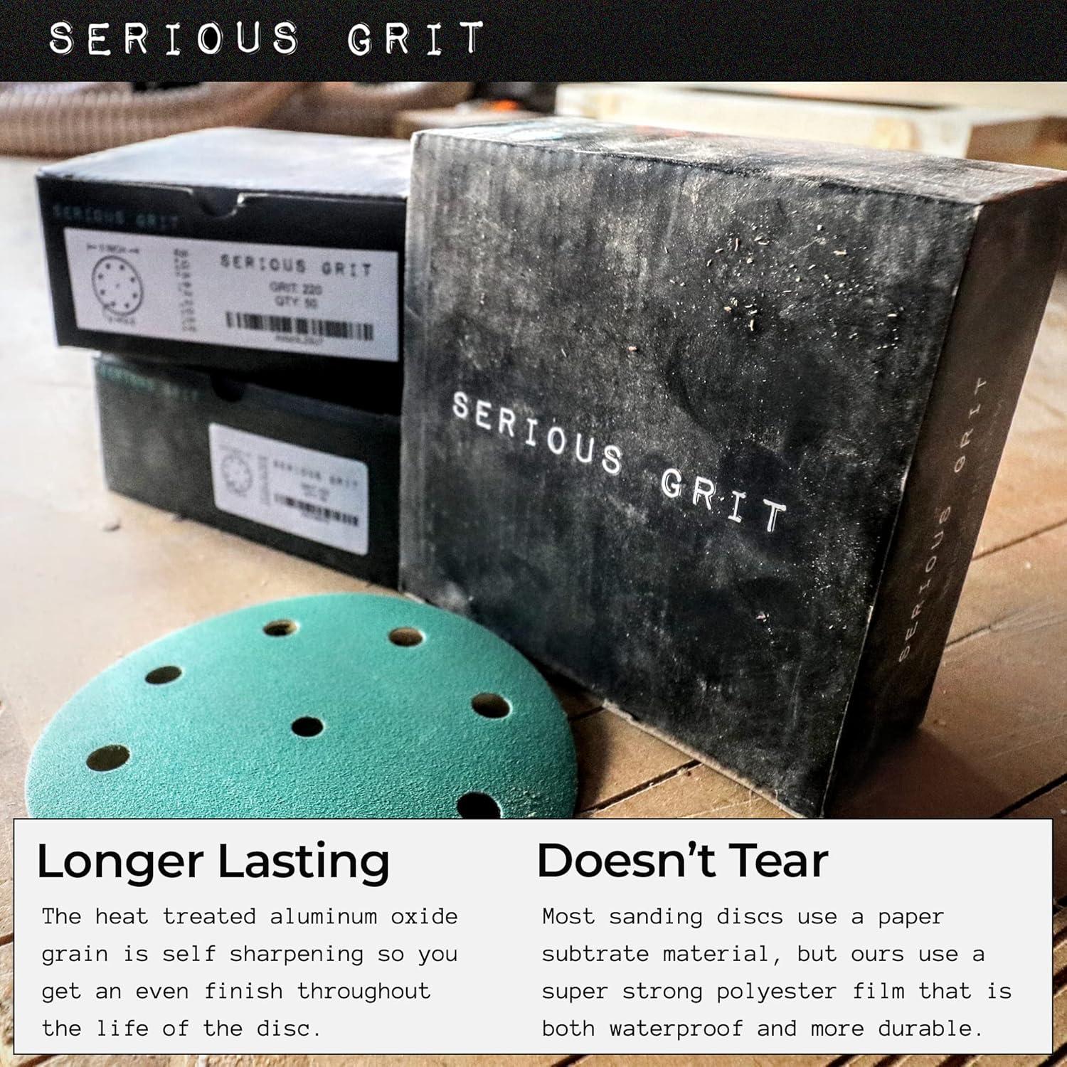 Discos de Lijado 5" Serious Grit - 50 Piezas Grano Mezclado