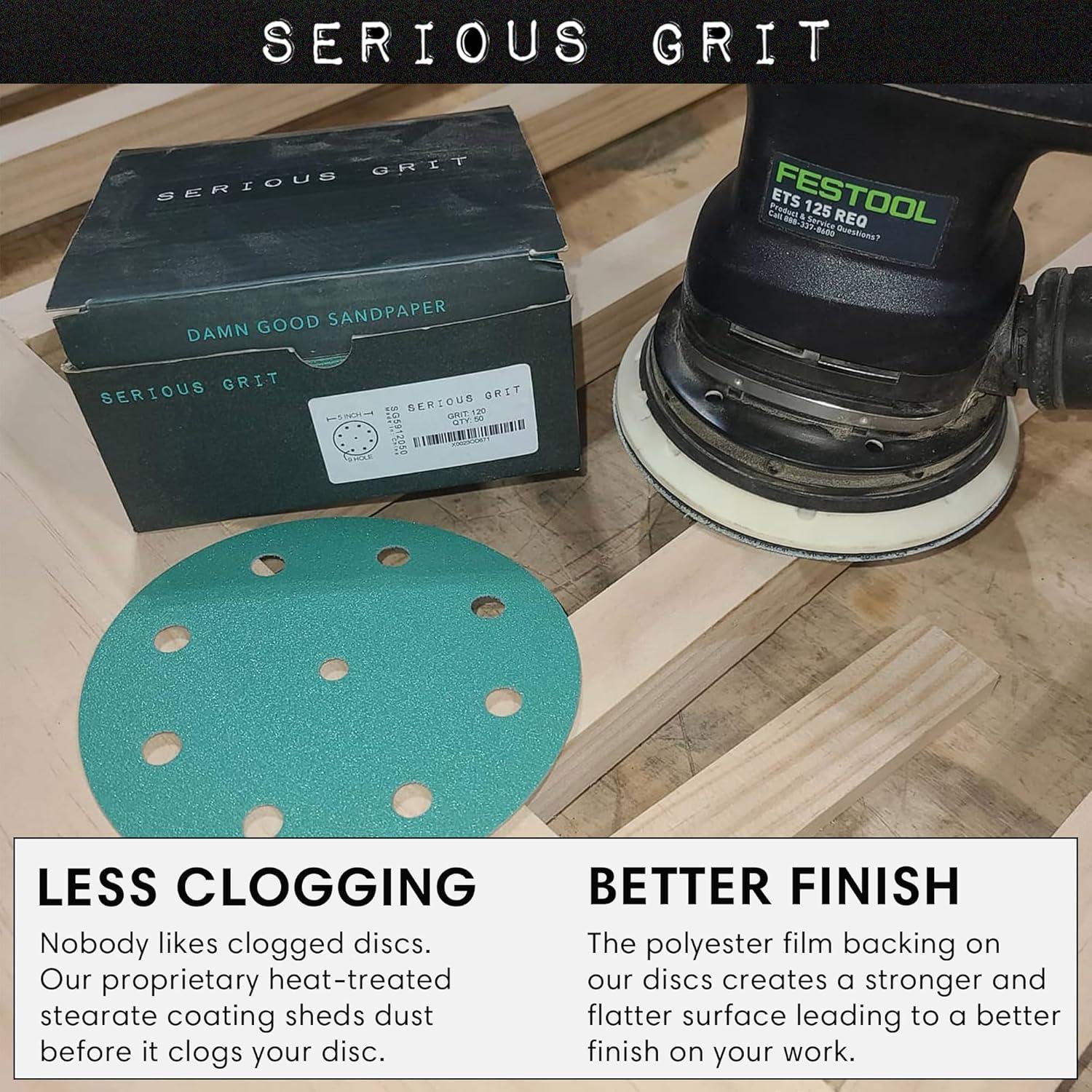 Discos de Lijado 5" Serious Grit - 50 Piezas Grano Mezclado