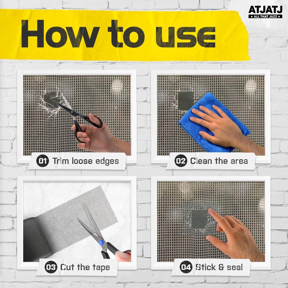 Cinta de reparación ATJATJ 5 cm x 9.14 m negra para pantallas