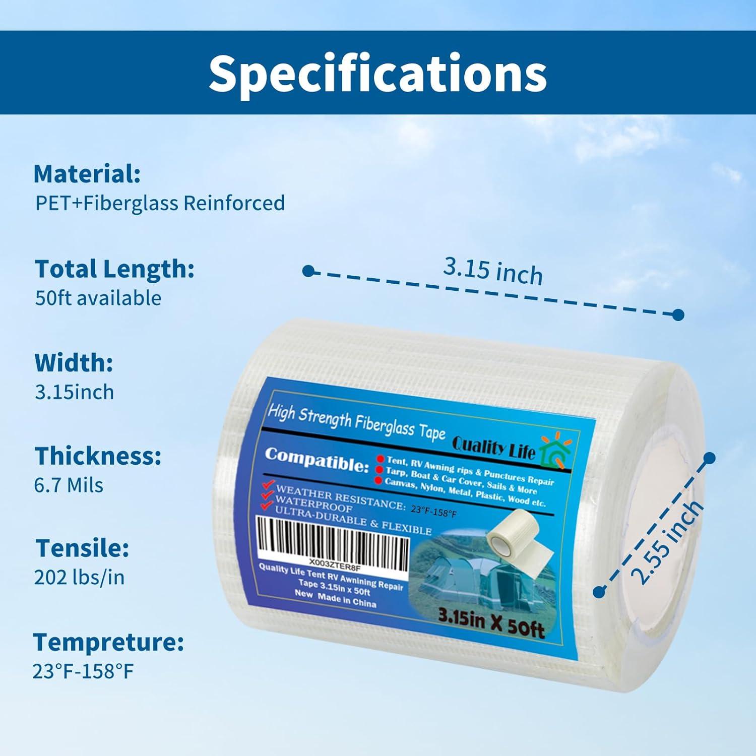 Cinta de Reparación de Toldos Quality Life 3.15in x 15m