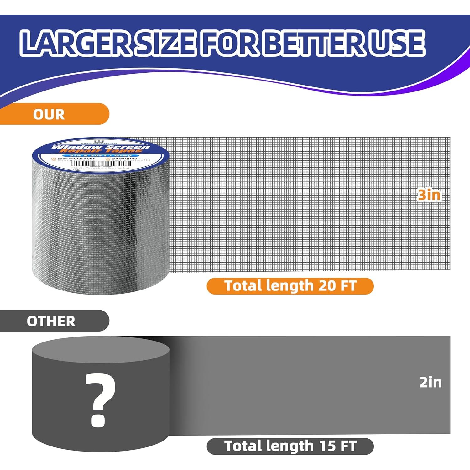 Cinta de Reparación de Pantallas KING MOUNTAIN 9,91x6,1m Gris